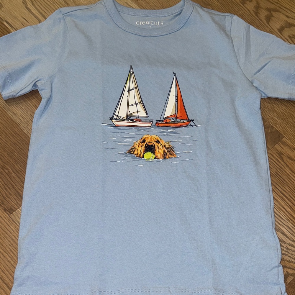 Crewcuts Sailboat and Dog Design Graphic Tee NWT